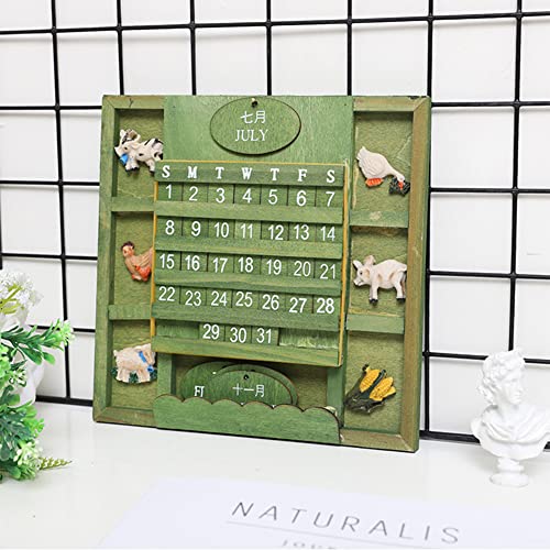 Retro Wood Calendar Removable Blocks Perpetual Wall Calendar DIY Calendar Unique Retro Wall Mounted Calendar DIY Annual Plan Calendar Reusable ikasus