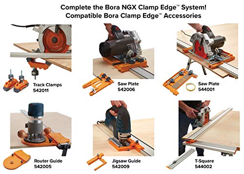 BORA 50” NGX Clamp Edge, Straight Cut Guide for Circular Saws, Easy to Use, Great for Cross-Cutting Plywood Sheets and Routing Dados, 544050 Bora