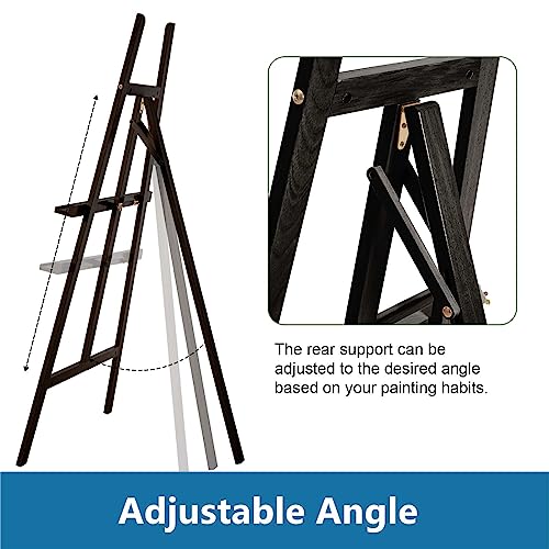 Somime A - Frame Wooden Display Easel - Adjustable Lyre Beechwood Studio Easel Stand Holding Canvas Up to 90", Inclinable Artist Floor Painting Easel Somime