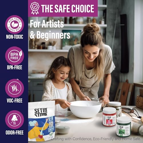 UNICONE ART SETINSTONE Eco Casting Resin Kit - Sustainable, 1 Bag Mineral + Polymer Powder - All in One, Non-Toxic, Water-Based, Fast Curing & unicone art