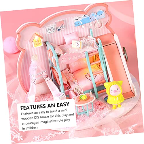 VICASKY 1 Set Children Play House Cottage The House Miniforce Toys Kids Playset Children Toys Kids Toys Creative DIY House Model DIY Wood Toy Manual VICASKY