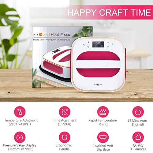 HTVRONT Heat Press Machine for T Shirts, 10"X10" Portable T Shirt Press Machine, Fast Heat-up Iron Press Heat Transfer Machine for Hat, Vinyl, HTVRONT