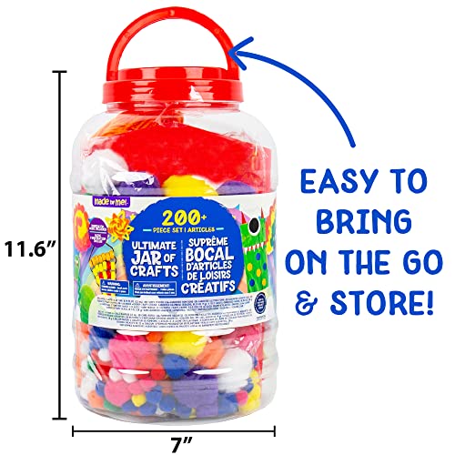 Made By Me! Ultimate Jar of Crafts, 200+ Piece Rainbow Craft Supply Bundle, Craft Supplies Starter Kit, Great Arts & Crafts Kit for Travel and Made By Me
