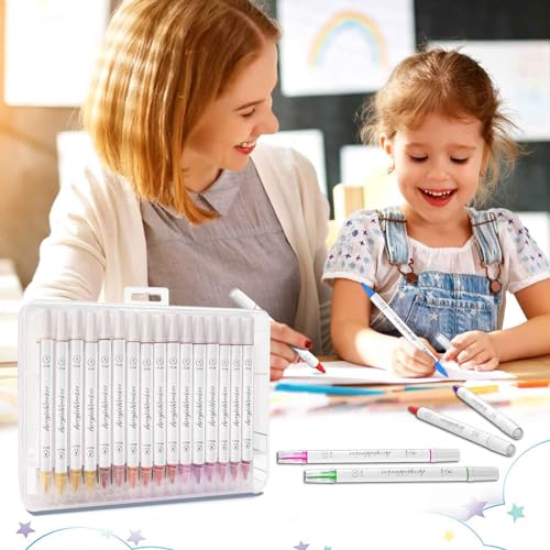 Banral 48 Colors Acrylic Paint Pens Markers, Dual Tip with Medium Tip and Brush Tip Paint Pens for Rock Painting, Stone, Wood, Calligraphy, Canvas, Banral