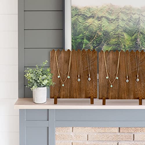 Ikee Design Set of 2 Wood Necklace Jewelry Display Stand for 8 Necklaces, Necklace Display Holder, Wood Plank Necklace Display Stand, Brown Color Ikee Design