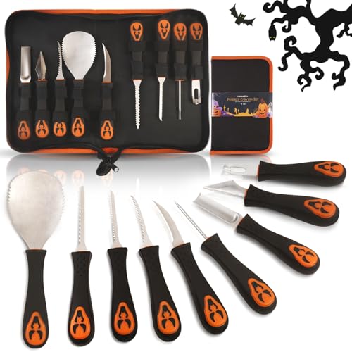 Halloween Pumpkin Carving Kit Tools - 9 PCS Premium Stainless Steel Pumkin Knive Set Heavy Duty Carving Tools for Halloween Decorations, TAVOLOZZA Tavolozza Fine Arts