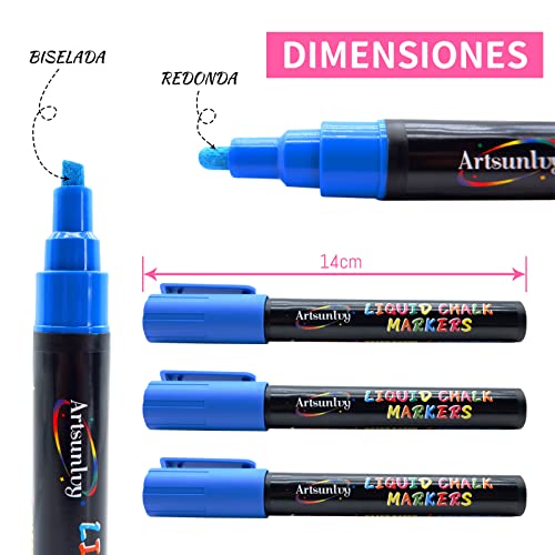 Artsunlvy 8 Colors Chalk Markers,Erasable, Non-Toxic, Water-Based, Reversible Tips, Chalkboard Markers for Kids,Adults,Signs, Windows, Blackboard,Dry Artsunlvy