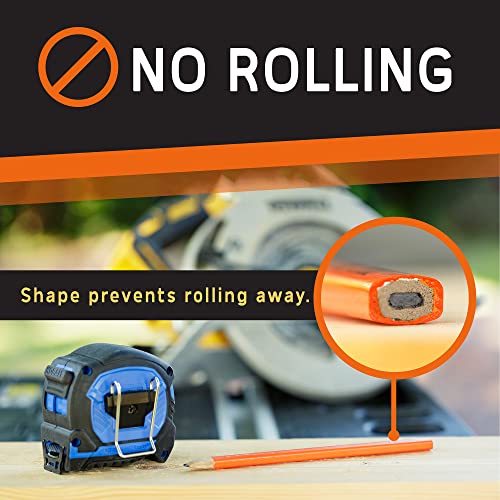 Pine Pencil Carpenter Pencils, Pack of 24, Orange, Versatile and Reliable, Heavy-Duty Marking, Ergonomic Design, High Visibility Pine Pencil