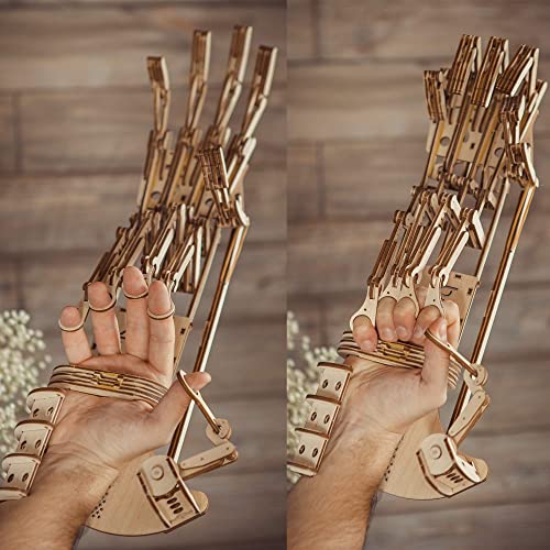 Wood Trick Wooden Robot Hand 3D Wooden Puzzle - Robotic Hand Wood Model Kit to Build Wood Trick