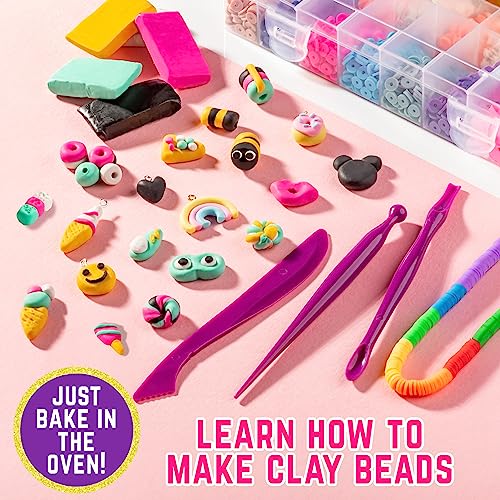 GirlZone Good Vibes DIY Jewelry Kit, Girls Jewelry Making Kit with Fun Beads, Girls' Jewelry Tools and Clay to Make Charms, Great Charm Bracelet Kit GirlZone