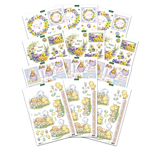 Katy Sue Spring & Easter Paper Tole 3D Die Cut Decoupage Pack. Contains 12 Die-Cut Sheets in Letter Size (4 Designs, 3 Copies of Each Design) - for Katy Sue
