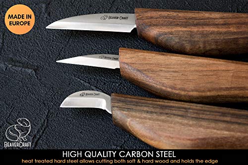 BeaverCraft Wood Carving Kit Deluxe Whittling Knives Set & Leather Strop for Carving Knife S15X Wood Carving Knives Set, Tools & Knife Strop with BeaverCraft