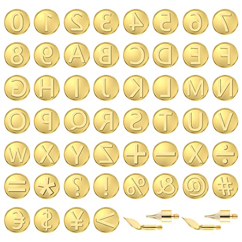 FUYGRCJ- 56Pcs Wood Burning Tip Set Letter Wood Burning Tool Including Alphabet Number Symbol Durable Brass Alphabet Number Template for DIY FUYGRCJ