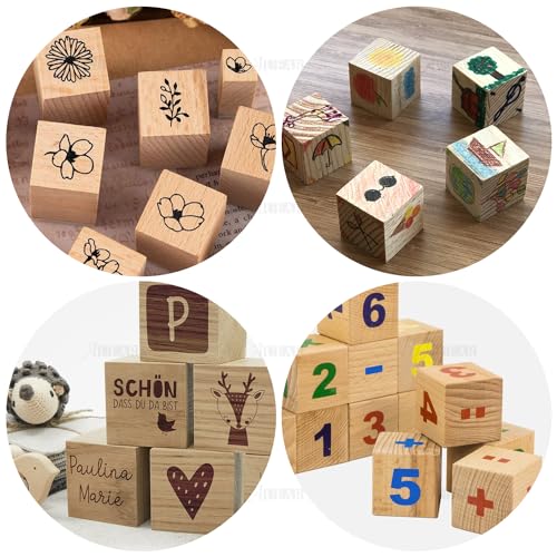 AUEAR, 20 Pack 1 Inch Natural Solid Blank Wooden Cube Unfinished Wood Building Blocks for DIY Craft Gifts AUEAR