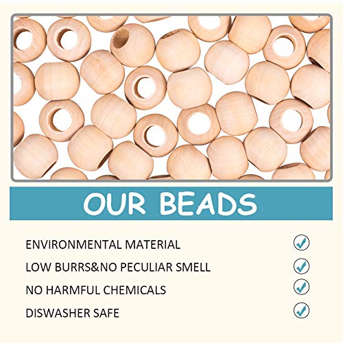 PH PandaHall 120pcs Wooden Beads 20mm Natural Wood Beads Wooden Spacer Beads Macrame Beads Wooden Loose Beads for Christmas Tree Wreath Necklace PH PandaHall