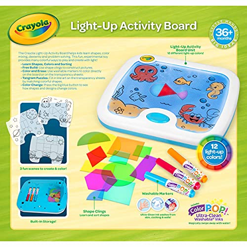 Crayola Light Up Activity Board, Sensory Toy for Toddlers & Kids, Reusable Activity, Washable, Toys & Gifts for Kids, Ages 3+ Crayola