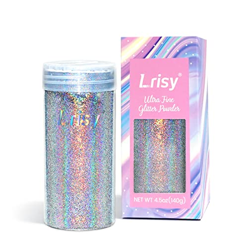 Lrisy Holographic Extra Fine Glitter Powder with Shaker Lid, Craft Glitter Sequins for Epoxy Resin, Slime,Tumblers,Nail&Painting Arts 140g/4.5oz Lrisy's