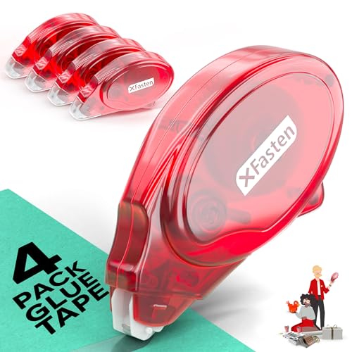 XFasten Adhesive Roller for Scrapbooking, 8mm x 30ft 4-Pack Double Sided Glue Tape Roller, Scrapbook Supplies for Adults, Photo Tape for Scrapbooking XFasten