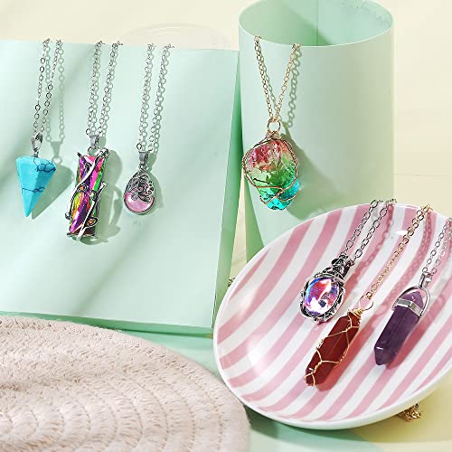 SUNNYOUTH 14 Pcs Vintage Crystal Pendant Necklaces for Women Girls Chakra Healing Carnelian Necklace Bohemian Retro Sunflower Necklace Sun and Moon SUNNYOUTH