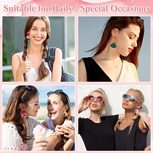 Polymer Clay Earring Making Kit- 30 Clay Earring Cutters, 24 Color Polymer Clay, 8 Circle Cutters, Rollers, B7000 Glue, 640 PCS Earring Making Tools Lucomb