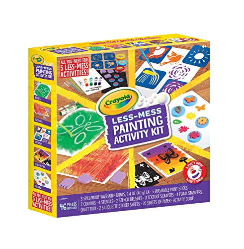 Crayola Less Mess Painting Activity Kit (46pcs), Kids Art Set, Washable Kids Paints, Gifts for Kids, Ages 4+ Crayola