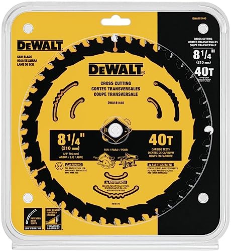 DEWALT Circular Saw Blade, 8 1/4 Inch, 40 Tooth, Cross Cutting (DWA181440) DEWALT