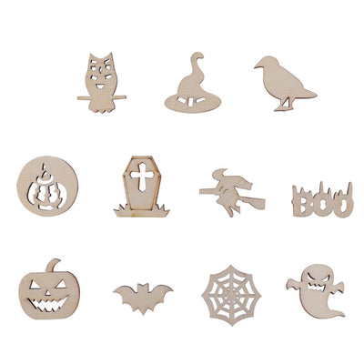 SUPVOX 100PCS Unfinished Wood Craft Halloween Graffiti Slices Wooden Hanging Chip Tags Ornaments DIY Arts