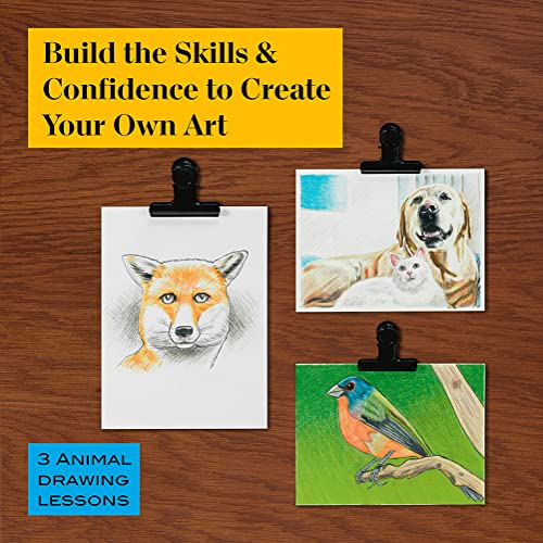 Prismacolor Technique, Art Supplies and Digital Art Lessons, Animal Drawing Set Bundle, Levels 1-3, 54 Count Prismacolor