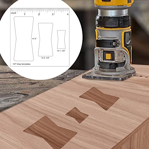 inBovoga 3 Pcs Router Templates for Woodworking, Bowtie Router Template Jig Kit, Butterfly Inlay Template Decorative inBovoga