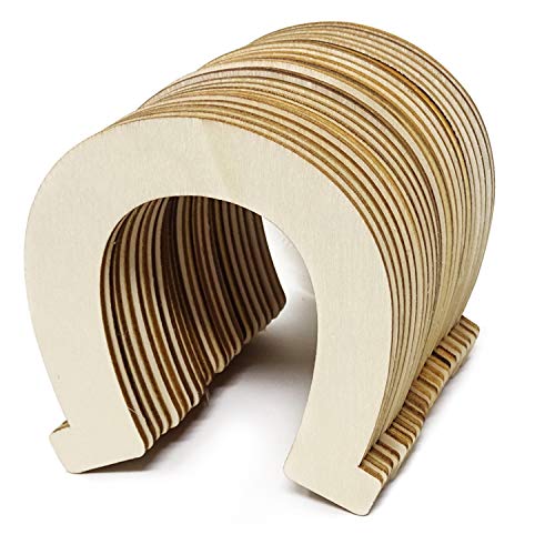 Honbay 24PCS Horseshoe Shaped Blank Unfinished Wood Discs Slices for DIY Crafts HONBAY