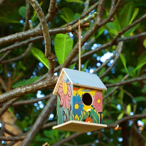 Barydat 6 Pcs Hanging Bird Houses for Outside Unfinished Wooden Bird Houses to Paint and Build DIY Birdhouse Kits for Kids Girls Boys Arts and Craft Barydat