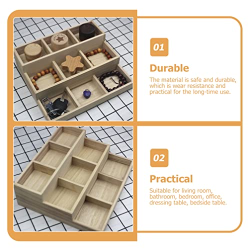 Zerodeko Organizer Tray Wooden Divided Boxes 9 Compartment Drawer Organizer Jewelry Storage Tray Earring Necklace Organizer Sundries Storage Holder Zerodeko