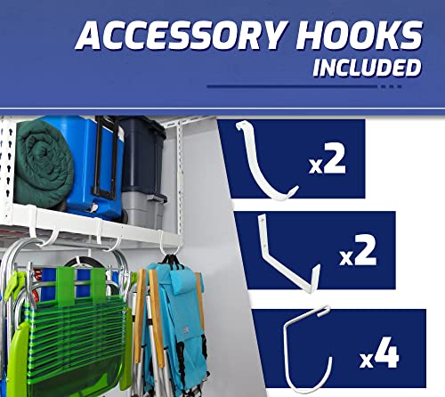 SafeRacks 4x8 Overhead Garage Storage Rack Heavy Duty - White (18"-33") - Holds 600 lb SafeRacks