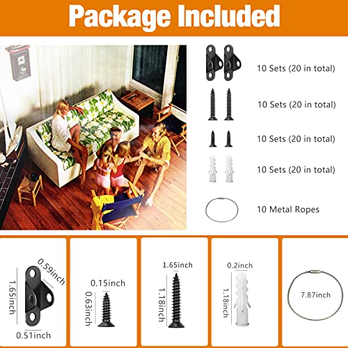 Ougourim Furniture Anchors (10 Packs) Anti Tip Furniture Anchors for Baby Proofing, Furniture Wall Anchor Earthquake Straps for Furniture Dresser Ougourim