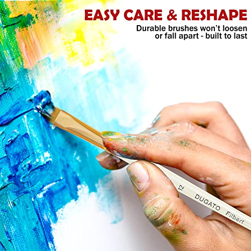 DUGATO Artist Paint Brush Set 15pcs, Acrylic Brush Set, Watercolor Brush Set for Acrylic, Watercolor, Gouache, Oil, Tempera Painting, Paint by Number DUGATO