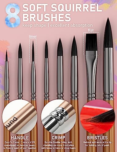 Nicpro 48 Colors Watercolor Paint Set with 8PCS Squirrel Painting Brushes, 25 Sheet Water Color Paper, 2 Water Brush Pens, Palette, Sponge, Art Nicpro