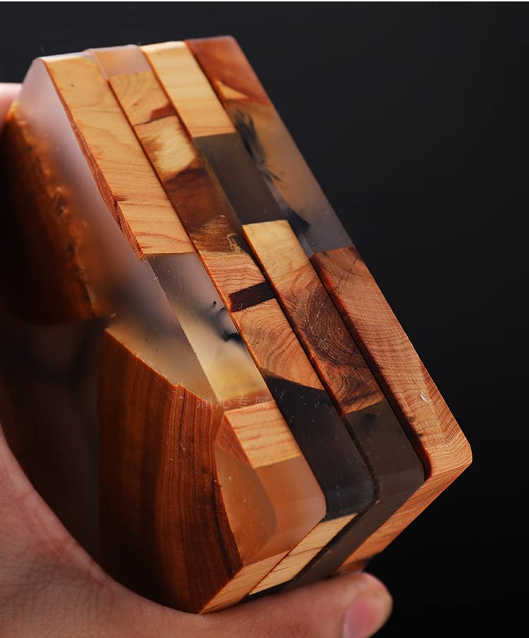 4Pcs Hadmade Drink Coaster Set Modern Wooden Coasters Epoxy Resin Cedar Coster for Coffee Table, Tabletop Protection Decorr (Epoxy Resin Cedar KUHPLOVE