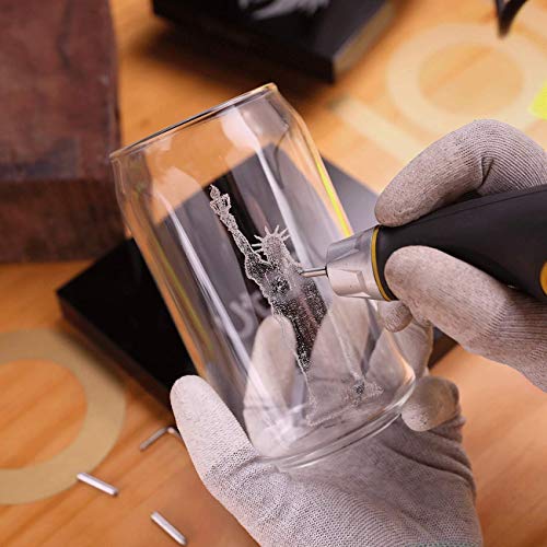 UTOOL Engraver Pen with Letter/Number Stencil, 24W Handheld Etching Tool for Wood Metal Glass Engraving with 4 Replaceable Tungsten Carbide Steel UTOOL