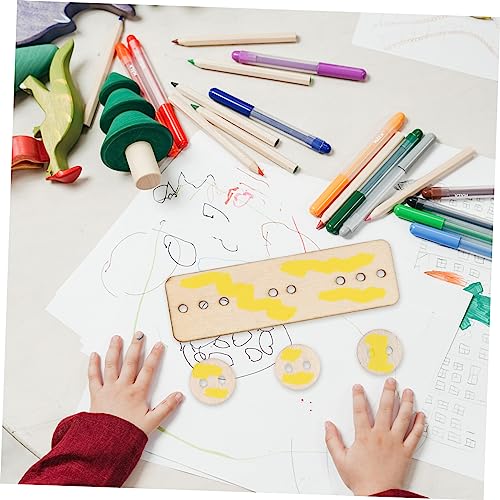 CORHAD 5 Sets Doodle Puzzle Wood Chips Kids Educational Toys Interactive Toys DIY Wooden Chips Graffiti Wooden Chips Wood Decor Toy for Kids Fine CORHAD