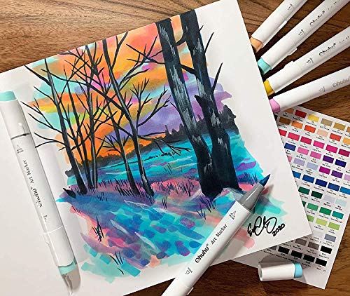 Marker Pads Art Sketchbook, Ohuhu 6.9"x6.5" Mini Square Size, 120LB/200GSM Heavy Smooth Drawing Papers, 30 Sheets/60 Pages, Hardcover Sketch Book, Ohuhu