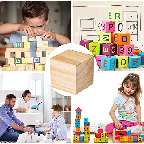 Wooden Blocks for Crafts, Unfinished Wood Cubes, 1.5 Inch Natural Wooden Blocks, Pack of 15 Wood Square Blocks, Wooden Cubes for Arts and Crafts and SIWUCHYE