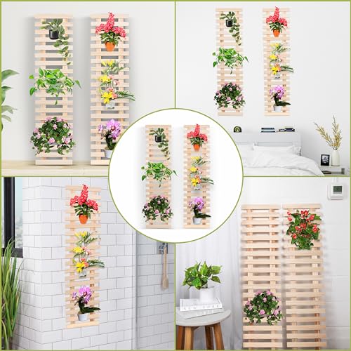 2 pk Natural Wooden Hanging Planter-Two Pack, Vertical Garden Indoor/Outdoor, Garden Décor, Greenery, Flower Rack, Rustic Shelf Outdoor Patio Flower WoodArtSupply