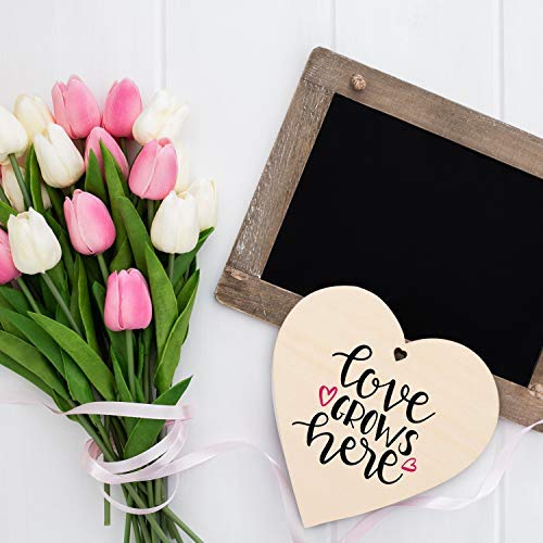 Kurtzy 50 Pack of Wooden Hearts with Natural Twine - 10x10cm / 4x4 Inches Unfinished Wooden Shaped Heart Set with Holes - Decorations for Weddings, Kurtzy