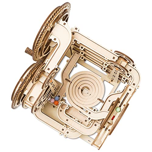 Hallisun 3D Wooden Puzzles for Adults, Rollercoaster Marble Maze Run Model DIY Building Kits Block Craft, Mechanical Gear Kit Hobbies Toys Valentines Hallisun