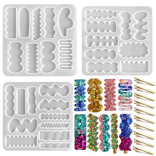 RESINWORLD Hair Clip Silicone Molds, Hairpin Molds for Epoxy Resin Casting, UV Resin Jewellery Accessories Making Tool ResinWorld