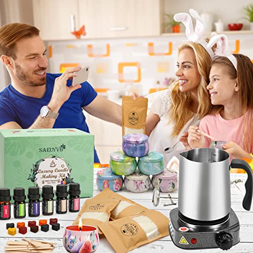 SAEUYVB Complete Candle Making Kit,Candle Making Kit for Adults, Candle Kit - DIY Starter Soy Candle Making Kit - Perfect as Home Decorations SAEUYVB