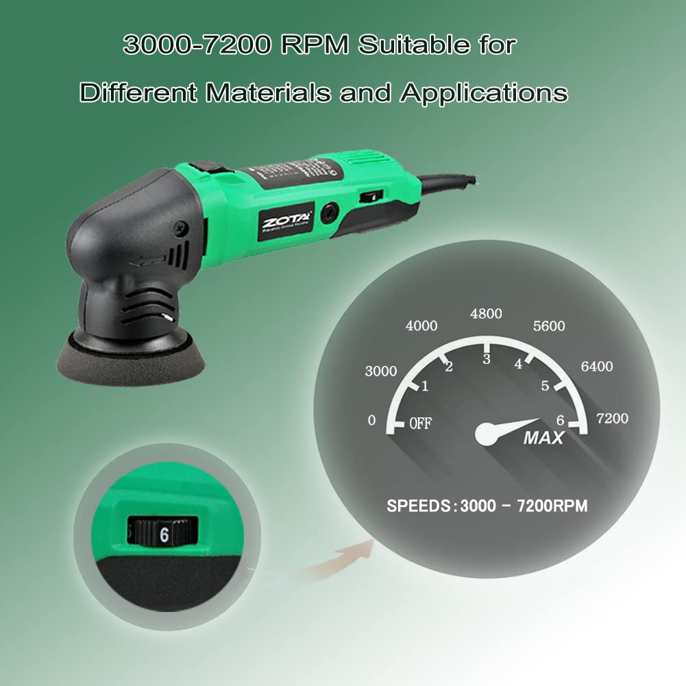 ZOTA Mini Polisher, 2-inch/ 3inch Car Buffer Polisher with 8mm Random Orbital,Car Polishers and Buffers for Car Detailing,Variable Speed Small Buffer ZOTA