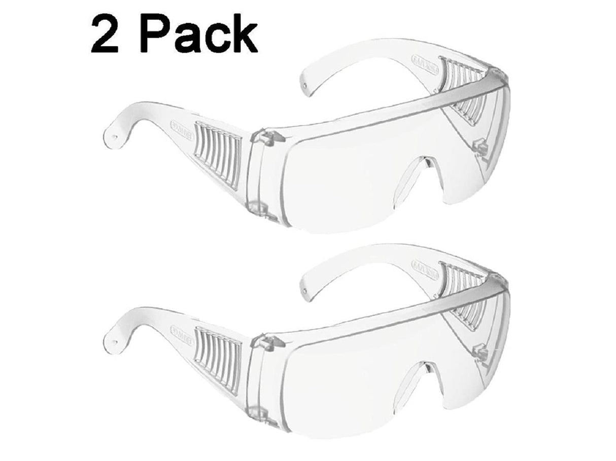 Safety Glasses (2 Pack) Anti Fog & Shattered Proof, ANSI Z87.1 & EN 166 UV Resistant Protective Eyewear Safety Goggles, Wide Frame Eye Shield Goggles Euxor