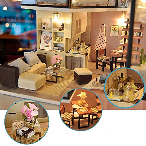 UniHobby DIY Dollhouse Kit with Dust Proof Cover 1:24 Scale Wooden Toy Gift UniHobby