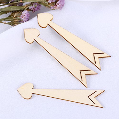 SUPVOX 20pcs Unfinished Wood Cutout Wooden Arrow Shape Natural Wood Pieces for DIY Arts Crafts Projects (Love Heart Arrow) SUPVOX